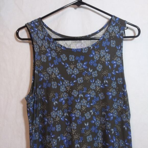 Lori Goldstein Logo Floral Blue Sleeveless Tunic Tank Vacation Casual Size Small - Picture 2 of 7
